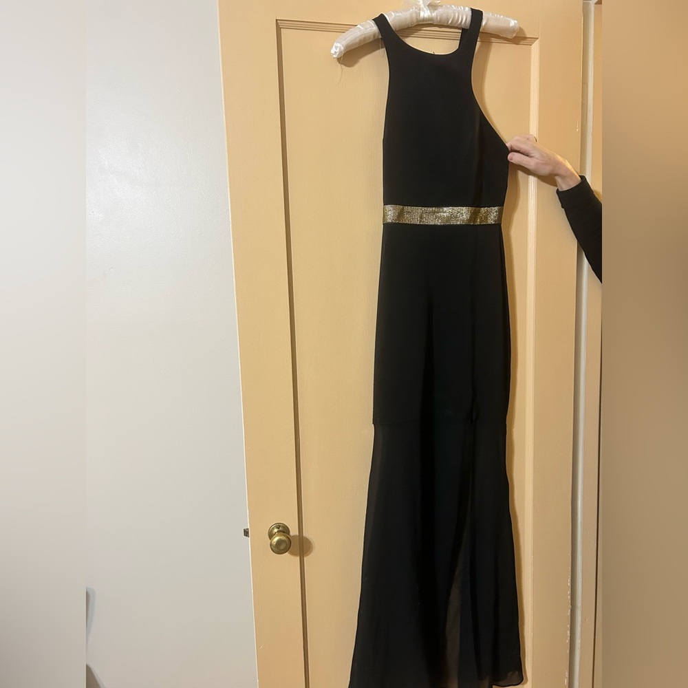 Elegant Black and Gold Evening Dress from Express